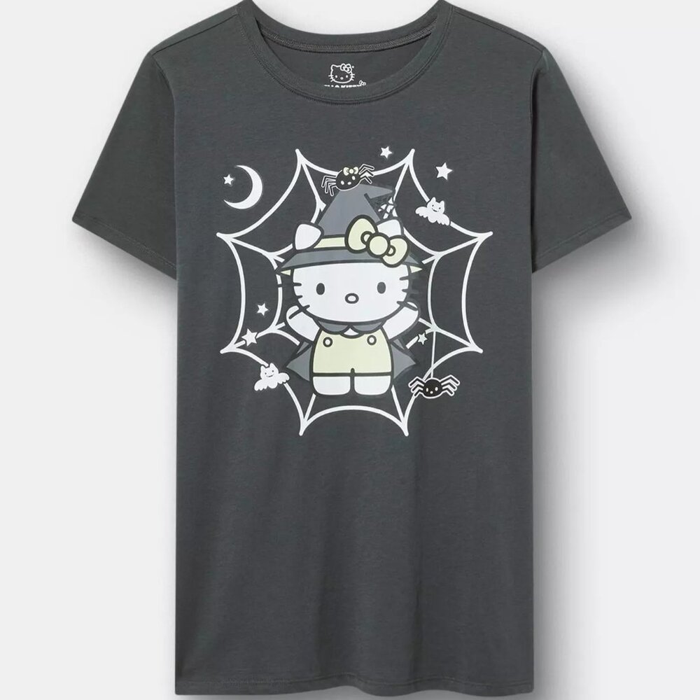 ❤️NWT TORRID GRAPHIC TEE - HELLO KITTY SPIDER WEB GLOWS IN DARK SANRIO PLUS SIZE